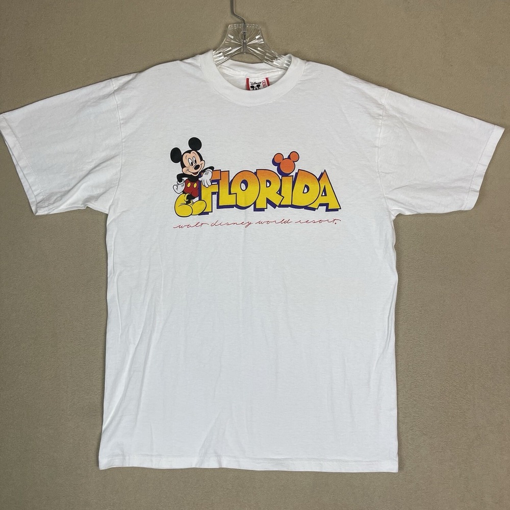Disney Designs T-Shirt Mens L Florida Mickey Mouse White Walt Disney World EUC